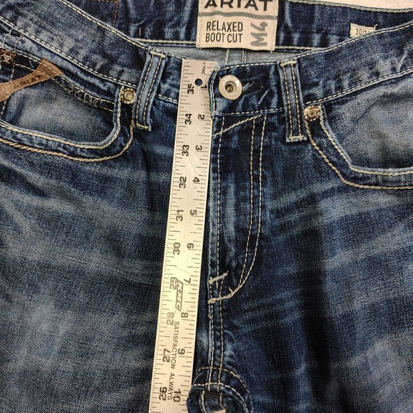 Ariat M4 Jeans Mens 30x36 Blue Medium Wash Low Rise Stretch Adkins Boot 10021767 - Picture 7 of 13